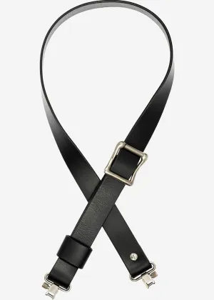 USA Handmade Slider Buckle Rifle Sling 1.25" Wide Black Buffalo Leather Silver Hardware- SWIVELS Included!- Two Point Sling (Model E)
