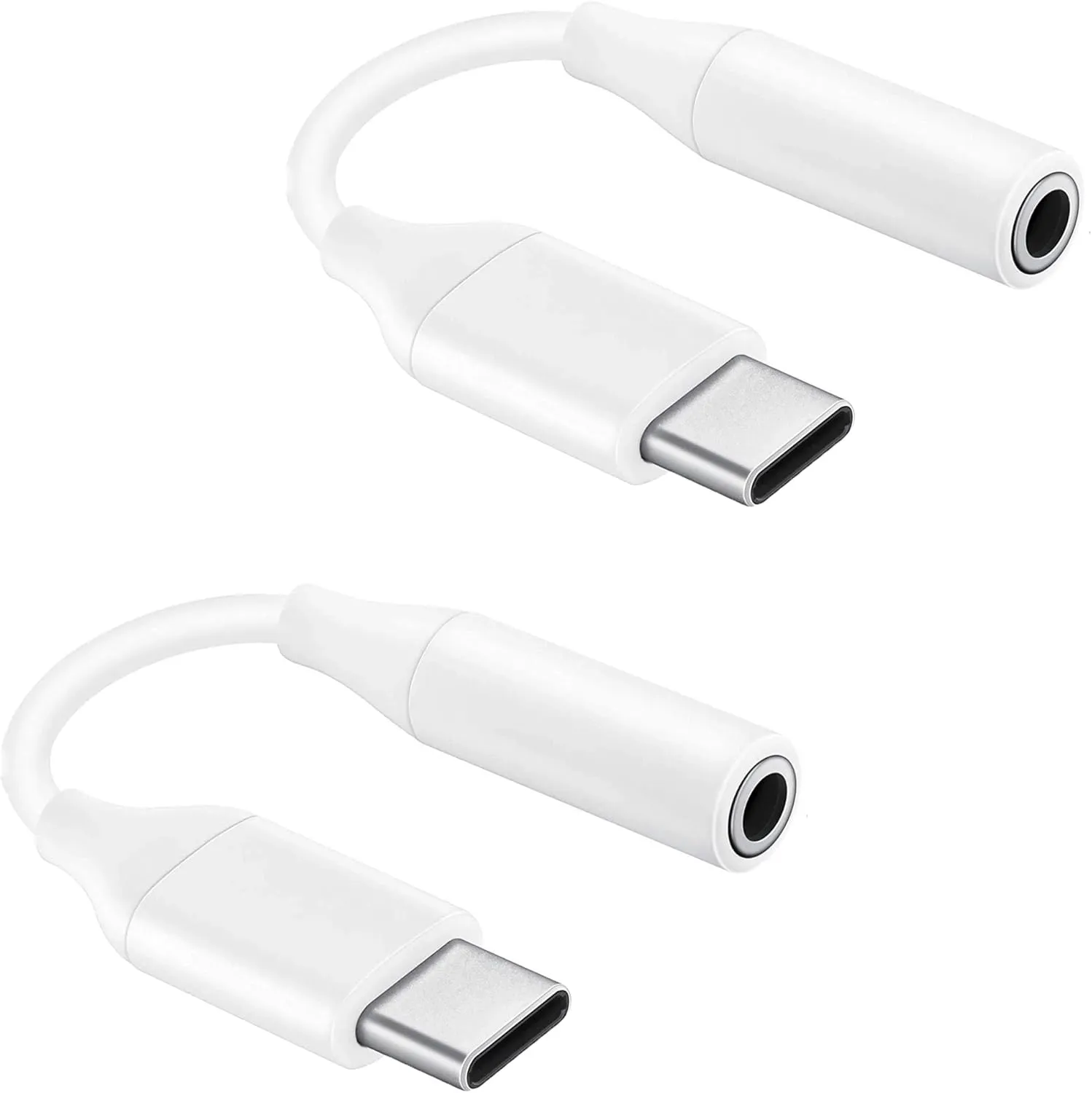 USB C to 3.5mm Headphone Adapter Compatible with Meizu 21 with Digital DAC Chip That's Dual 1/8 inch TypeC/PD! (2 Pack/White)