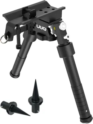 UUQ QV8 6-9 Inches Tactical Rifle Adjustable Bipod for Hunting and Shooting, Directly Attach to Sling Swivel Stud, w/Spike Feet