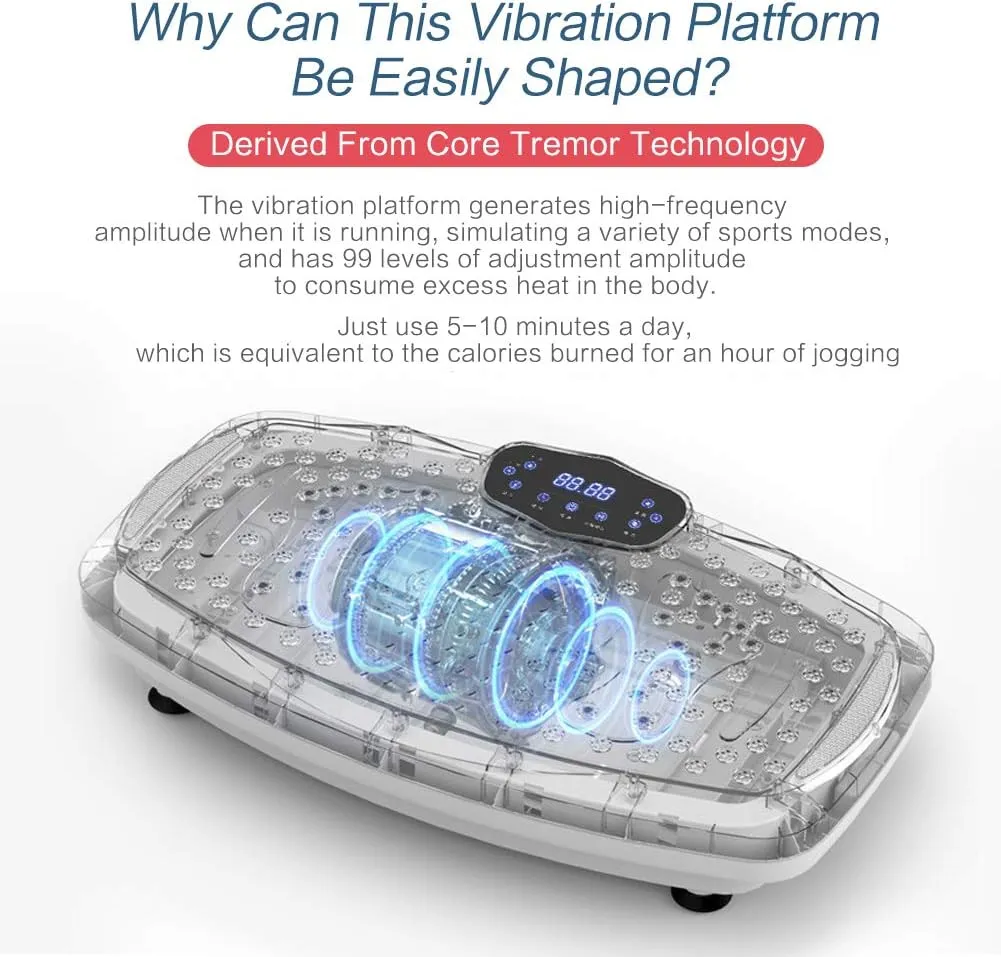 Vibration Plate Exercise Machine Whole Body Workout Vibration Fitness Platform for Home Fitness & Weight Loss   BT   Remote, 99 Levels