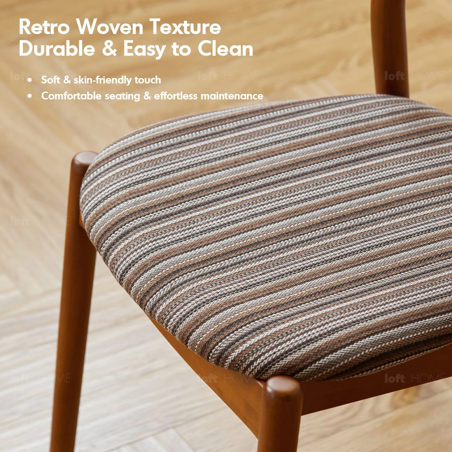 Vintage Boxwood Mix Weave Fabric Cushion Stackable Dining Chair TRUFFLE