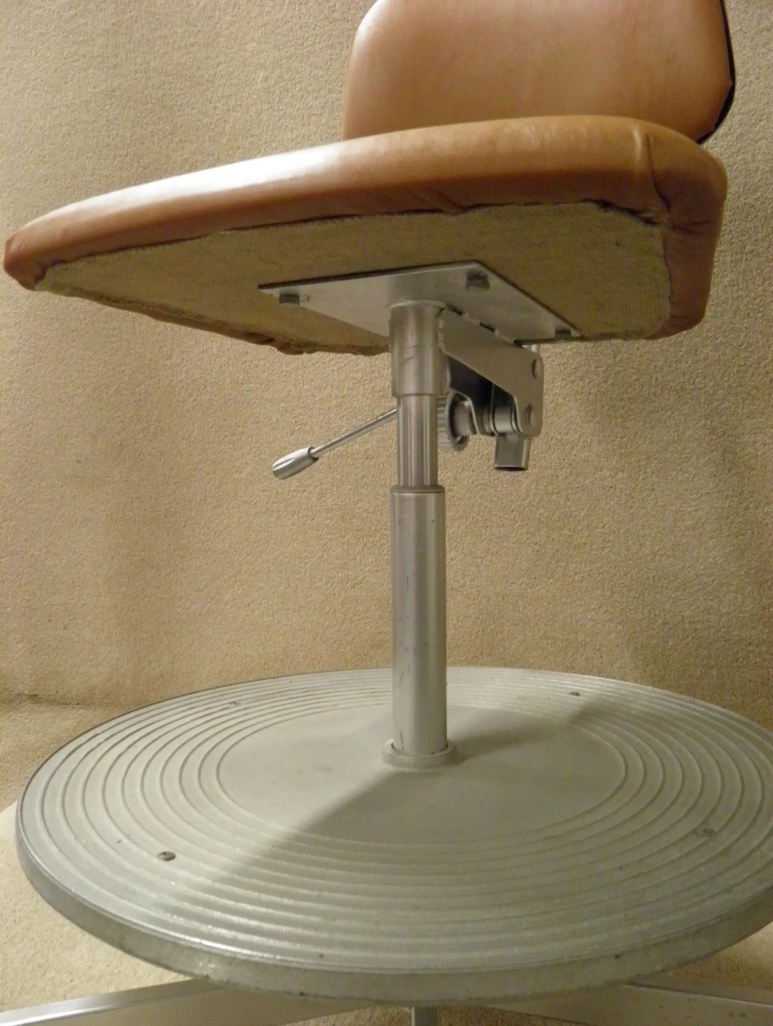 Vintage Revolving Leather And Steel Draughtsman's Chair