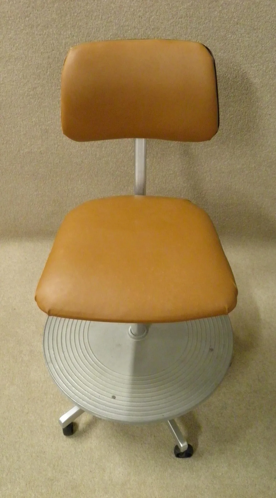Vintage Revolving Leather And Steel Draughtsman's Chair