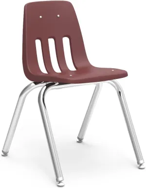 Virco 9016 School Chair, 16" Seat Height (8 Chairs) for Students 3rd to 4th Grade, Ideal for Classrooms and Institutions, Stackable Chrome Frame - Wine