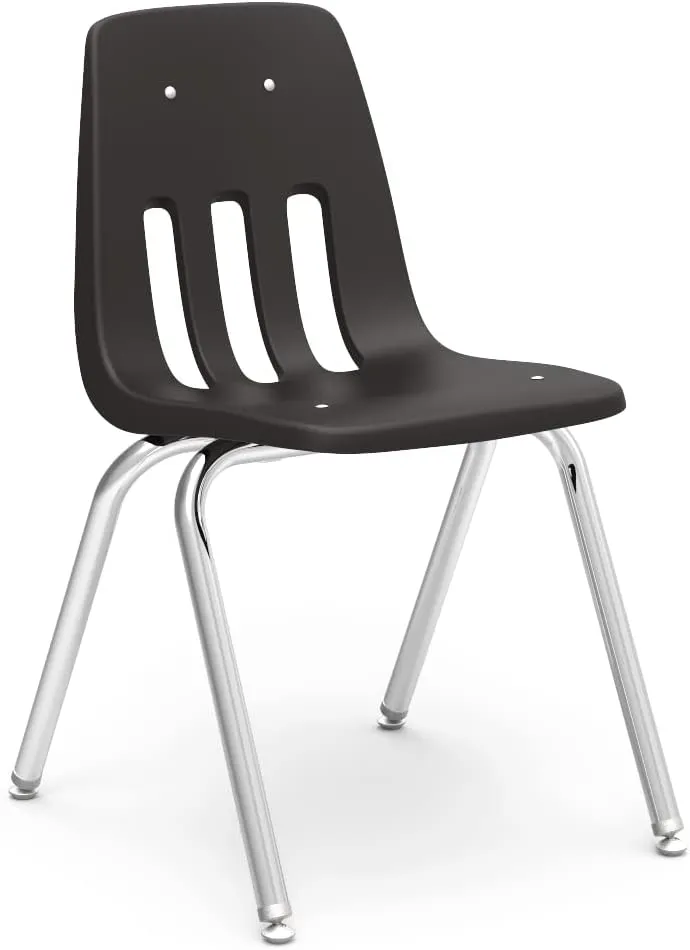 Virco 9018 School Chair, 18" Seat Height (8 Chairs) for Students 5th Grade - Adult, Ideal for Classrooms and Institutions, Stackable Chrome Frame - Black