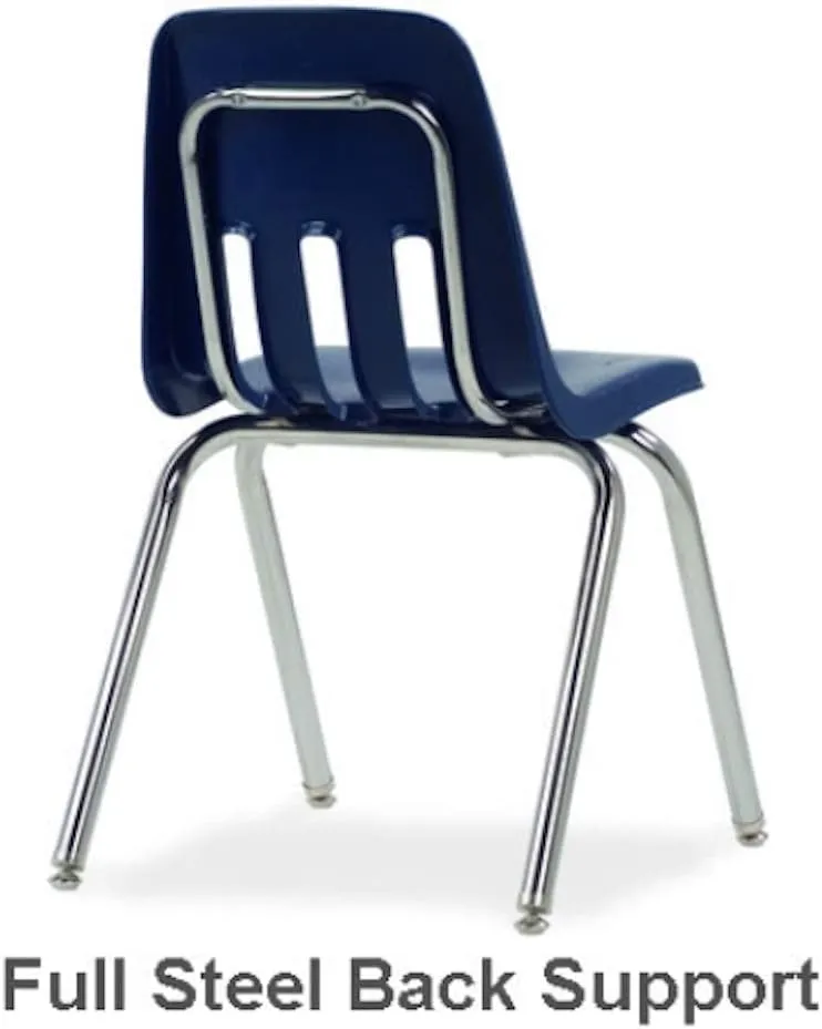 Virco 9018 School Chair, 18" Seat Height (8 Chairs) for Students 5th Grade - Adult, Ideal for Classrooms and Institutions, Stackable Chrome Frame - Black