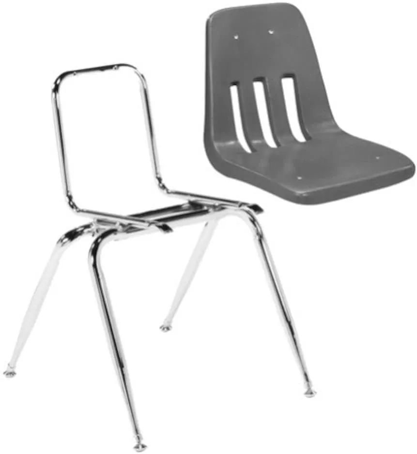 Virco 9018 School Chair, 18" Seat Height (8 Chairs) for Students 5th Grade - Adult, Ideal for Classrooms and Institutions, Stackable Chrome Frame - Black