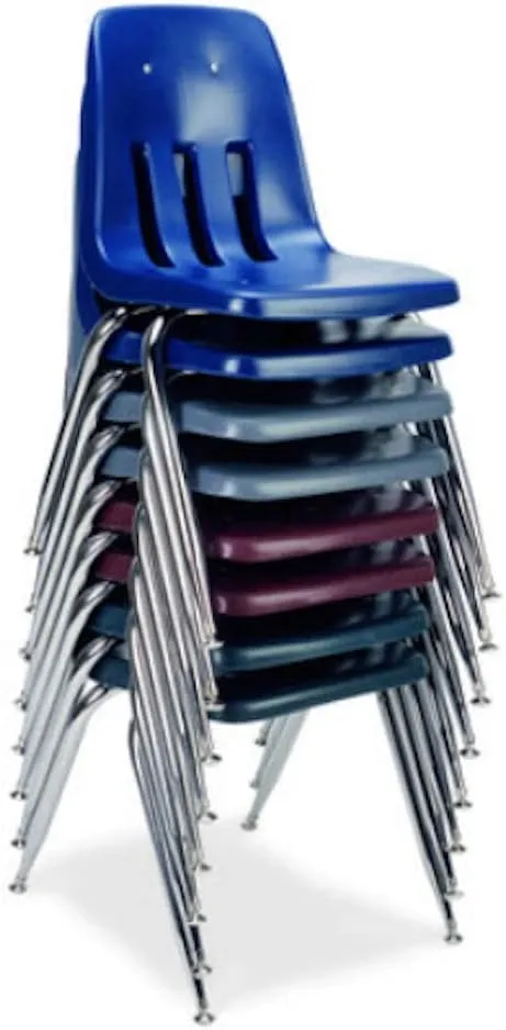 Virco 9018 School Chair, 18" Seat Height (8 Chairs) for Students 5th Grade - Adult, Ideal for Classrooms and Institutions, Stackable Chrome Frame - Navy