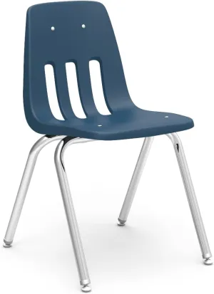 Virco 9018 School Chair, 18" Seat Height (8 Chairs) for Students 5th Grade - Adult, Ideal for Classrooms and Institutions, Stackable Chrome Frame - Navy