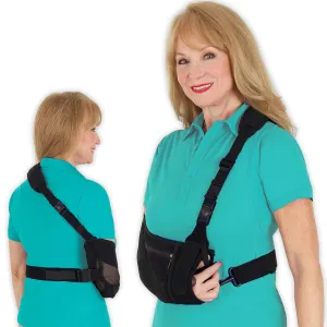 Vive Medical Arm Sling for Shoulder Injury (Left or Right)- Shoulder Immobilizer for Broken Arm, Rotator Cuff, Elbow, Clavicle - Arm Holder Brace For Men & Women- Adjustable Strap, Side Pocket (Black)