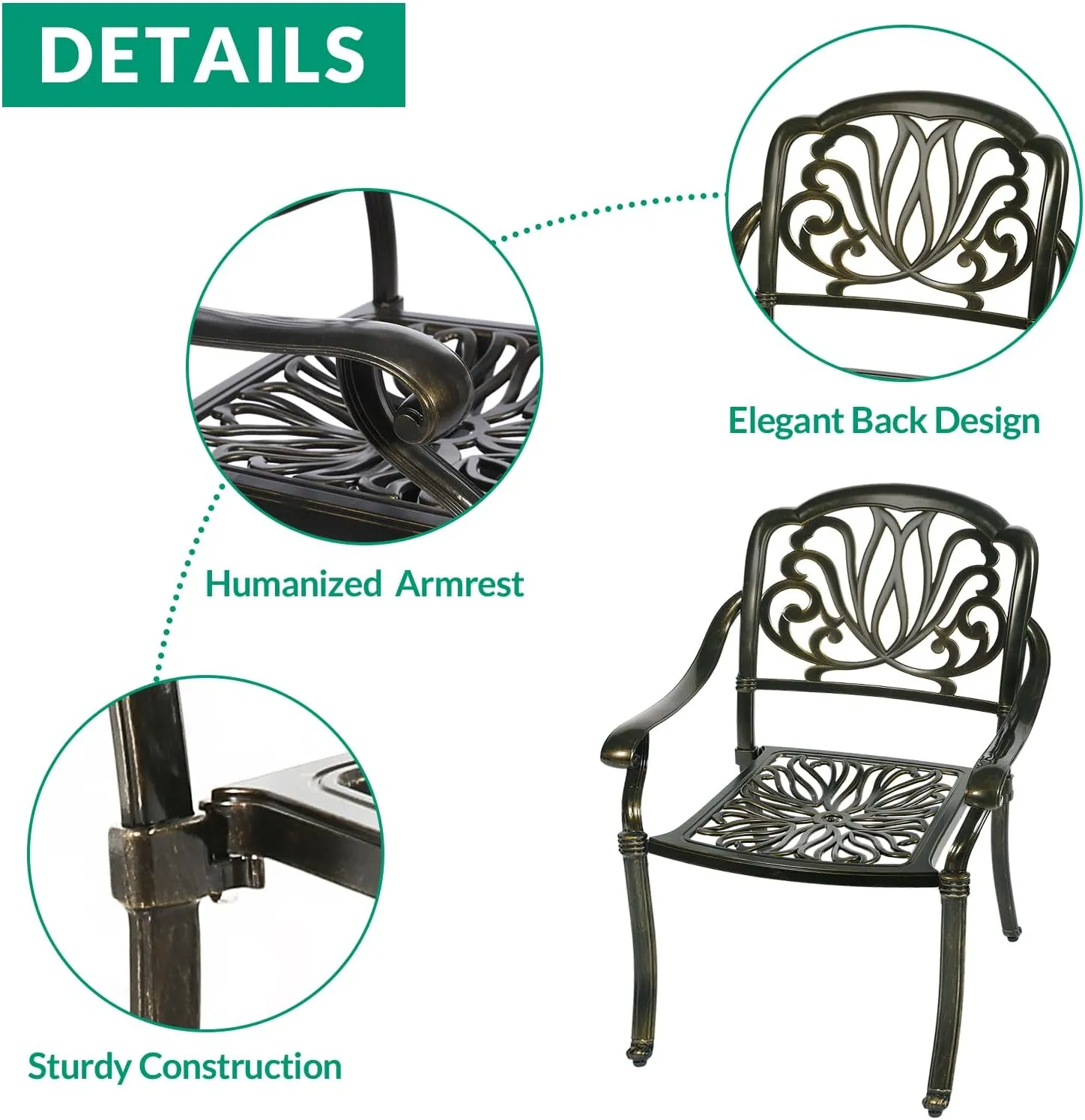 VIVIJASON 9-Piece Patio Furniture Dining Set, Rust-Free Cast Aluminum Outdoor Conversation Set, Include 8 Chairs & 61" Round Dining Table with 31" Lazy Susan, Umbrella Hole for Lawn Garden