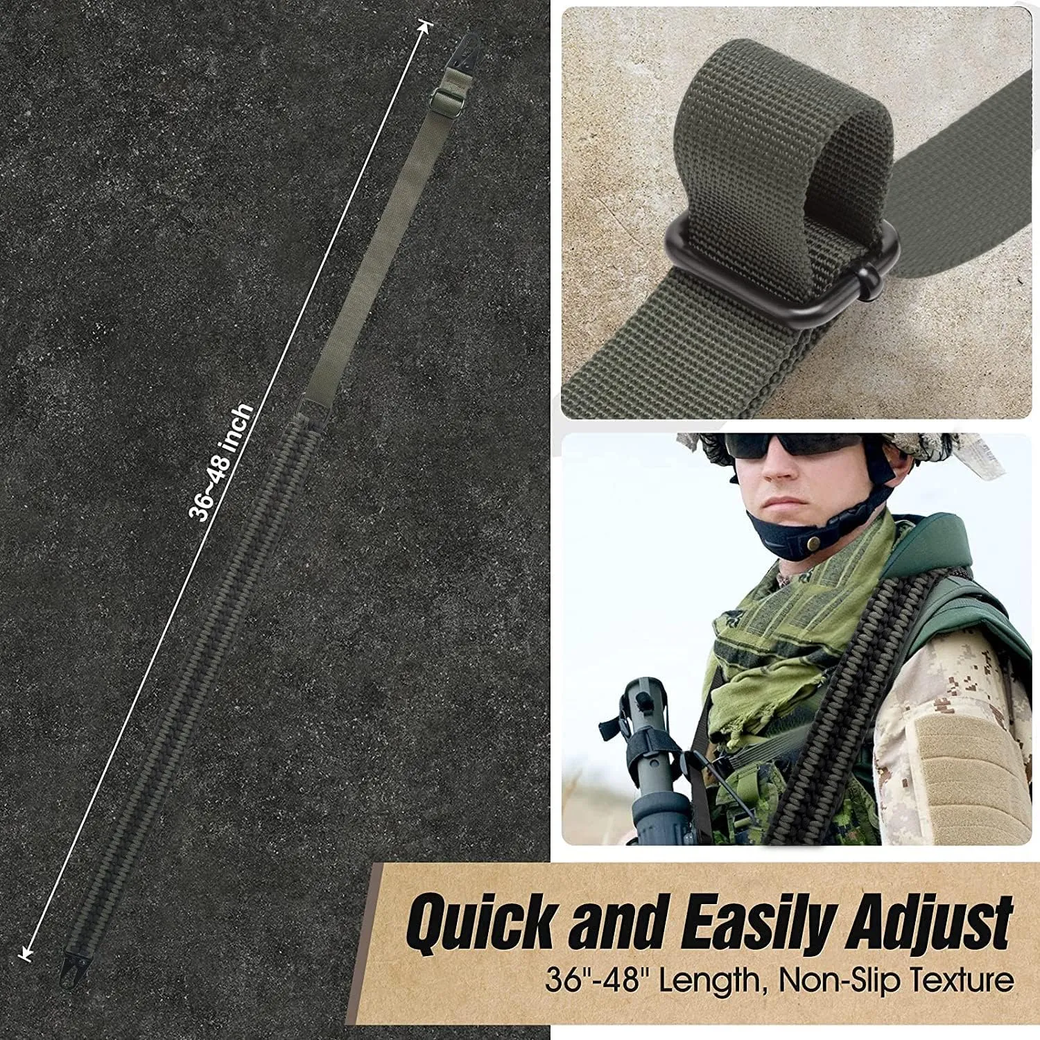 VVAAGG 2 Point QD Sling Adjustable 550 Paracord Sling with Metal Hook and QD Sling Swivels for Hunting