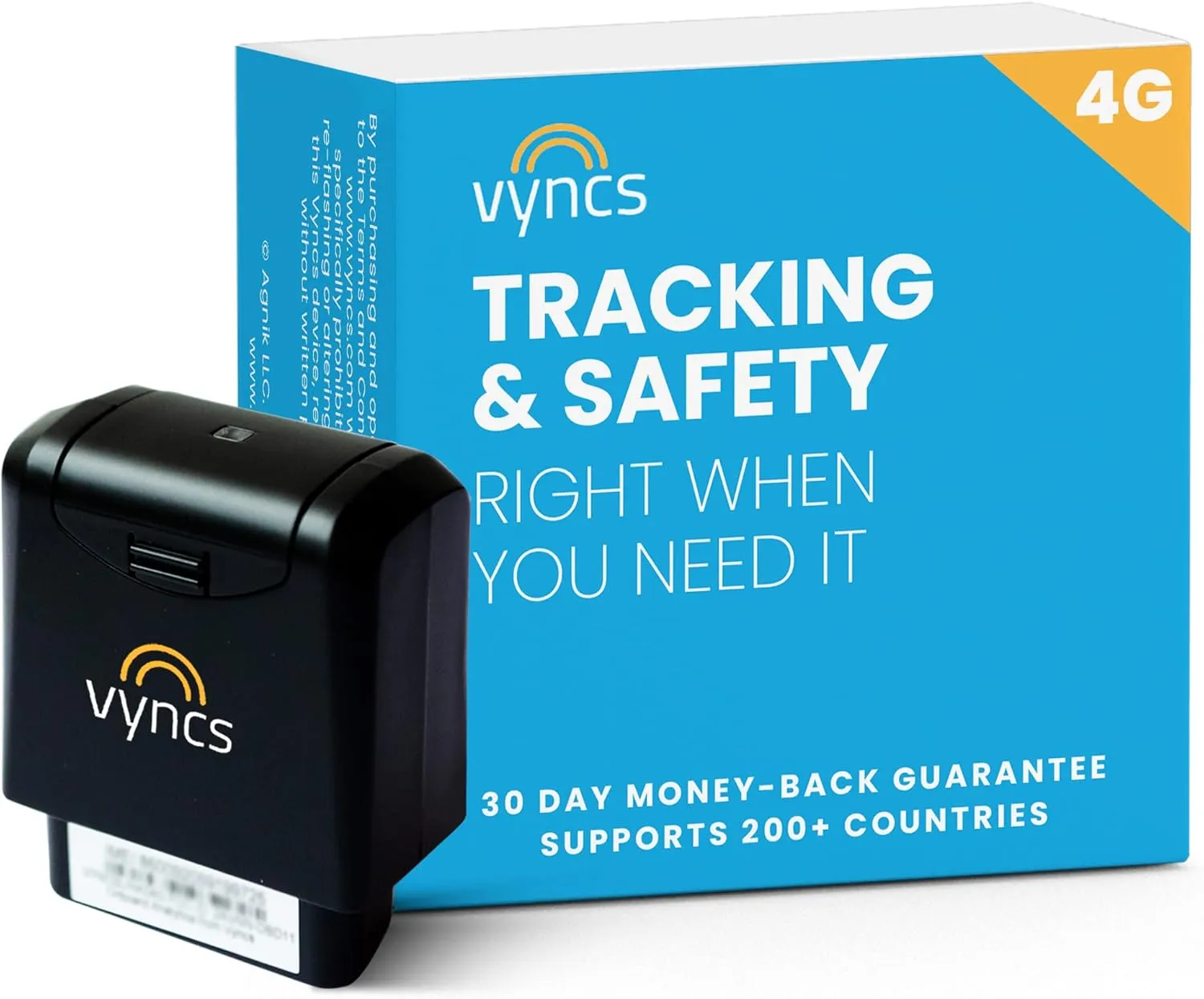 Vyncs - GPS Tracker for Vehicles, [No Monthly Fee], 4G LTE, Vehicle Location, Trip History, Driving Alerts, GeoFence, Fuel Economy, OBD Fault Codes, USA-Developed, Family or Fleets