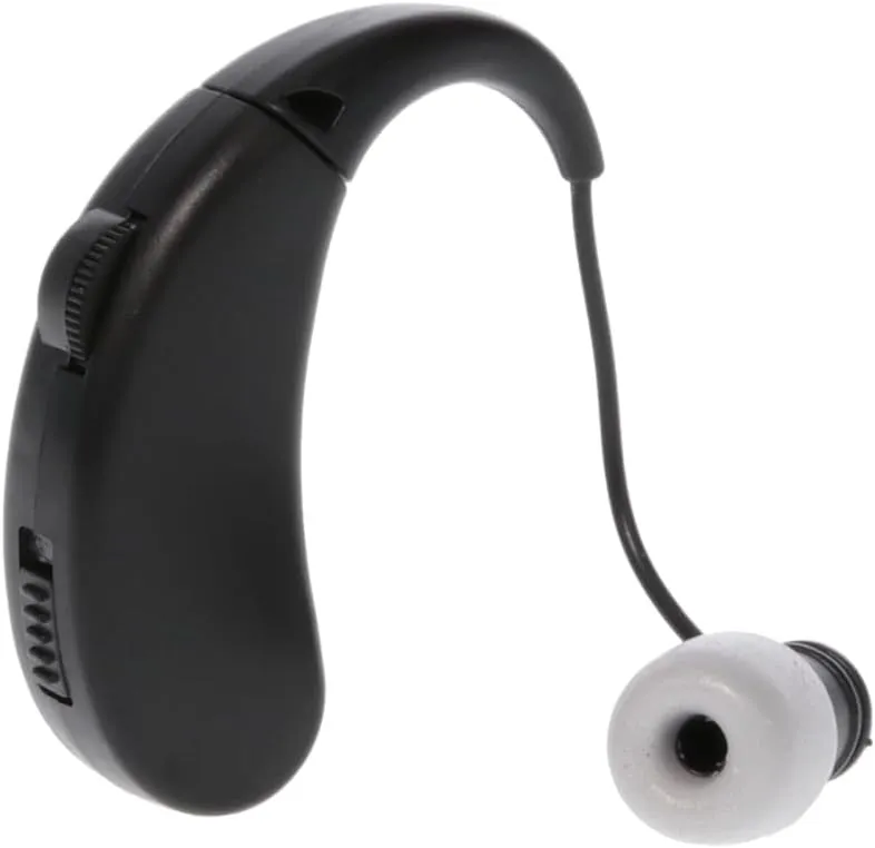 WALKER'S Ultra Ear BTE Rechargeable Compact Adjustable 22dB Noise Reduction Hunting Outdoor Sound Amplifier Hearing Enhancer | Ear Tips, USB Charging Cable, Cleaning Brush - Single
