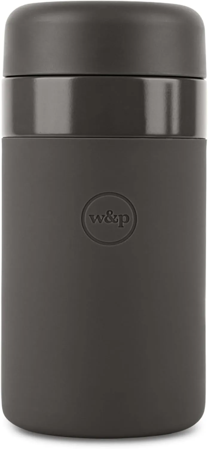 W&P Porter Insulated Bottle 12 oz | Clean Taste Ceramic Coating for Water, Coffee, & Tea | Wide Mouth Vacuum Insulated | Dishwasher Safe, Charcoal