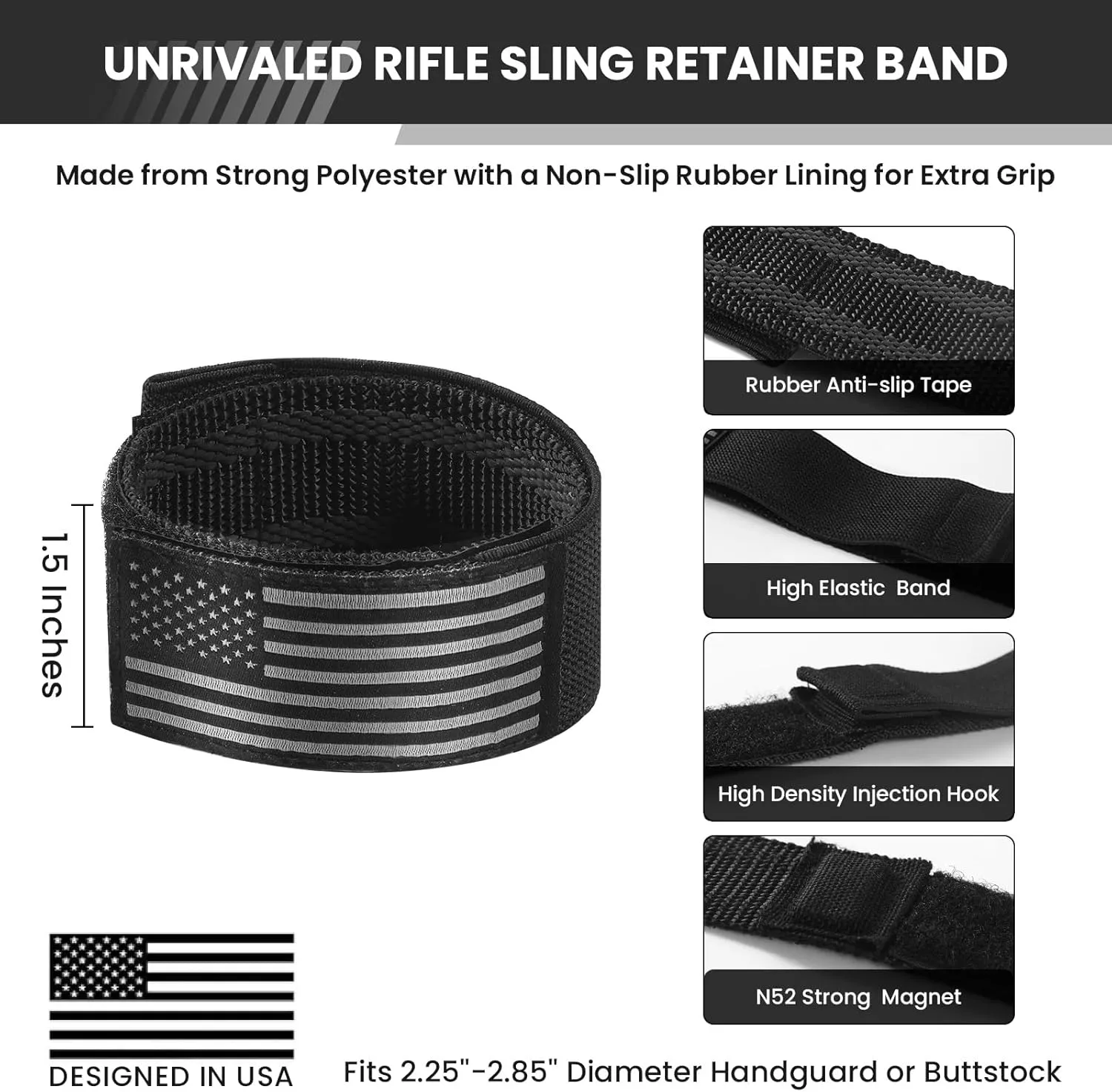 Warbull Magnetic Sentry Strap Retainer Band, Quick Access Rifle Sling Strap, Adjustable Sling Keeper Retention Band, Ideal Gift as Gun Accessories for Rifle, Shotgun, Hunting, Shooting