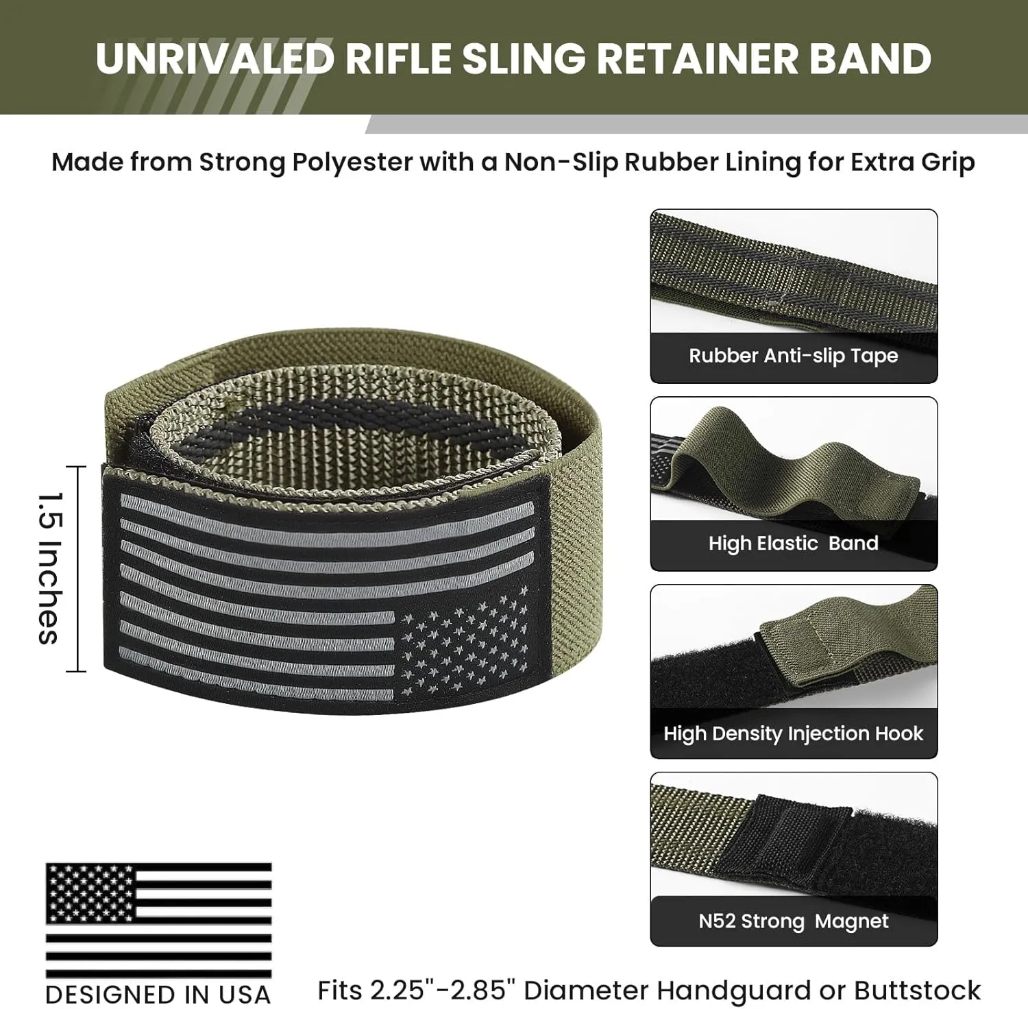 Warbull Magnetic Sentry Strap Retainer Band, Quick Access Rifle Sling Strap, Adjustable Sling Keeper Retention Band, Ideal Gift as Gun Accessories for Rifle, Shotgun, Hunting, Shooting