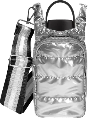 Water Bottle Holder with Strap Quilted Crossbody HydroBag Stylish Puffer Waterbottle Purses Water Bottle Sling Bag Water Bottle Accessories for Gifts Outdoor Travel Walking Hiking Camping