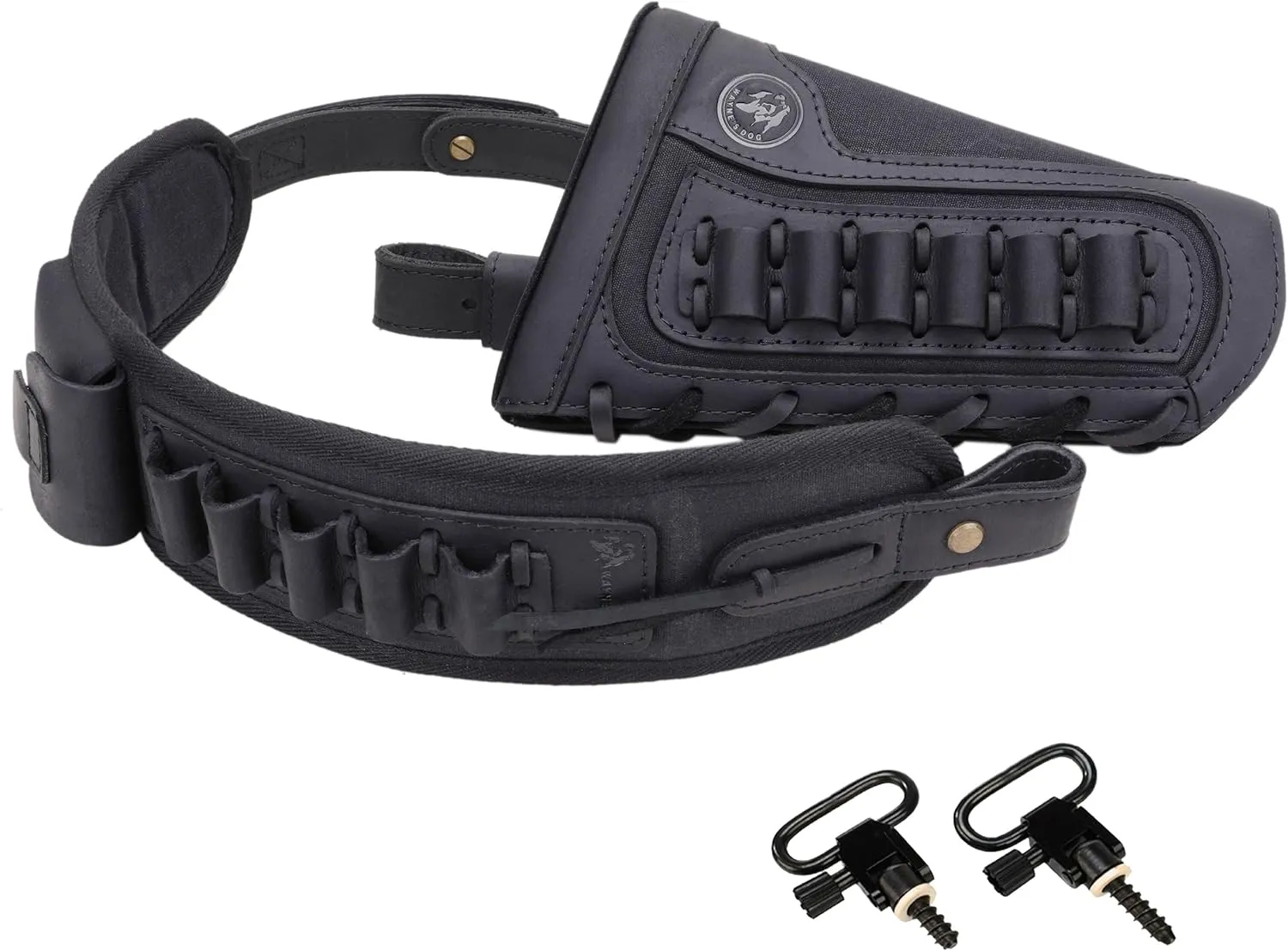 WAYNE'S DOG Canvas Leather Rifle Buttstock Cover with Match Gun Sling Shell Holder