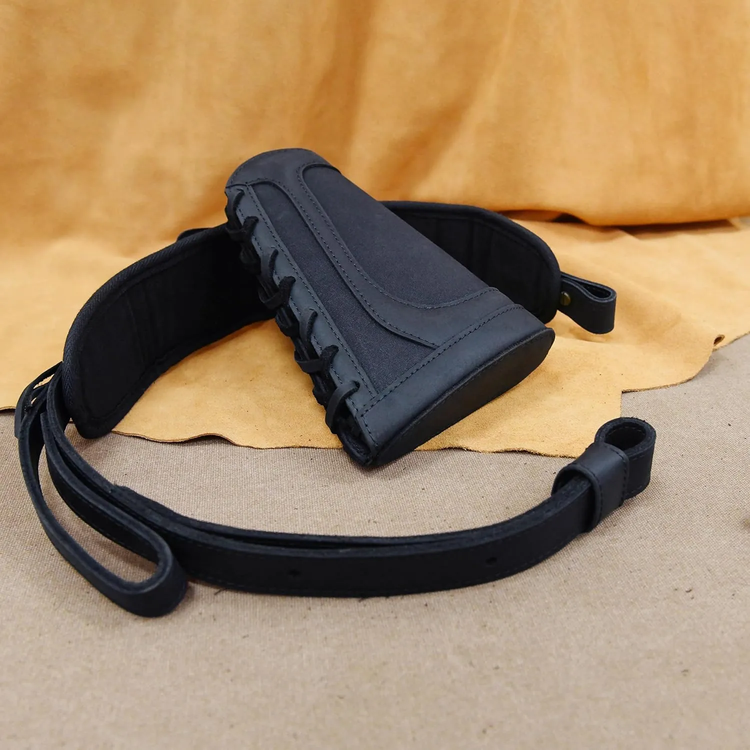 WAYNE'S DOG Canvas Leather Rifle Buttstock Cover with Match Gun Sling Shell Holder