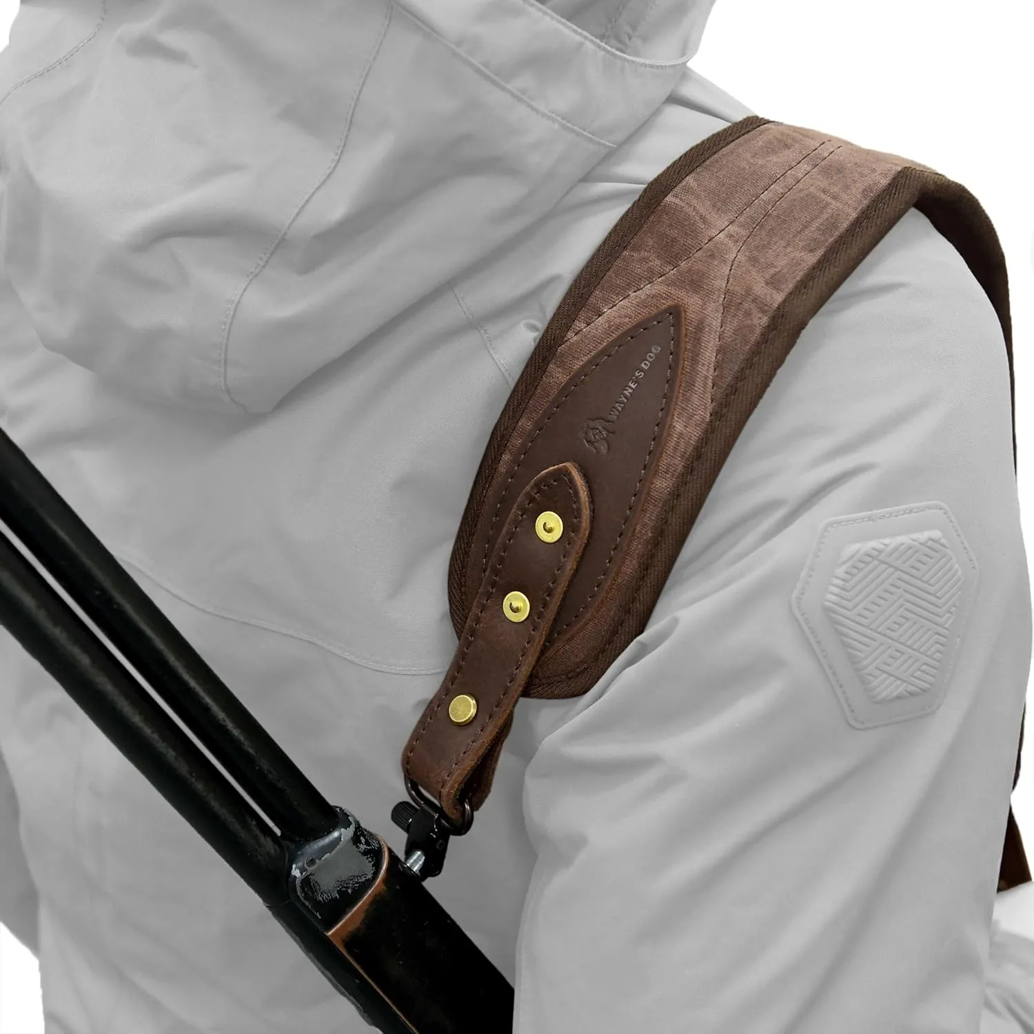 WAYNE'S DOG Canvas Leather Rifle Sling with Swivels, Coffee & Black Hunting Shooting Gun Strap
