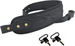 WAYNE'S DOG Canvas Leather Rifle Sling with Swivels, Coffee & Black Hunting Shooting Gun Strap