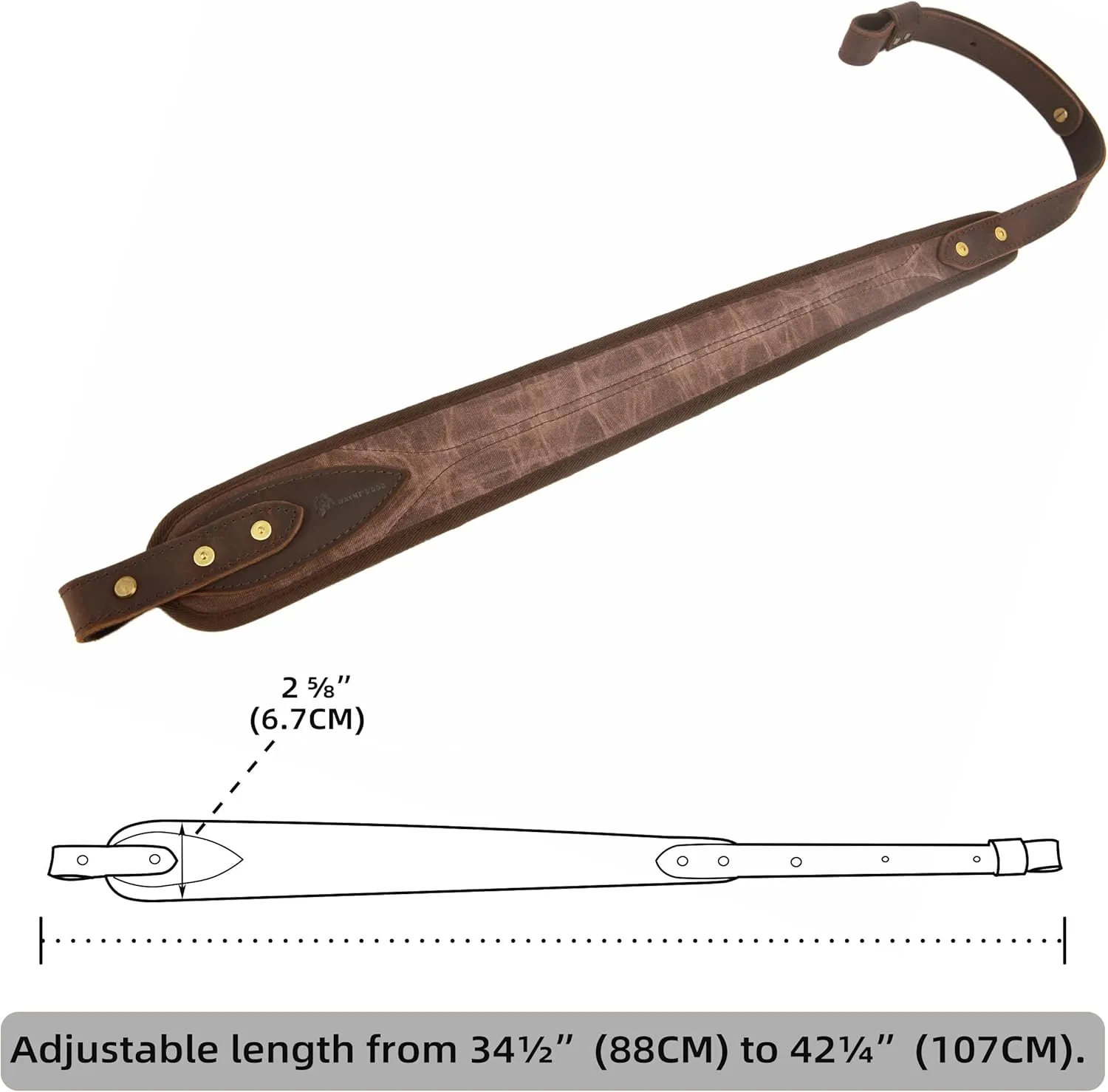 WAYNE'S DOG Canvas Leather Rifle Sling with Swivels, Coffee & Black Hunting Shooting Gun Strap