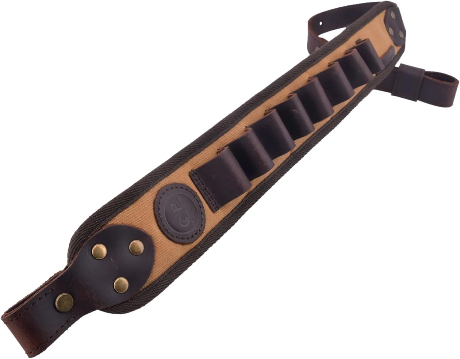 WAYNE'S DOG Leather 12 Gauge Shotgun Shell Holder Sling, Canvas 12Ga Shotshell Shoulder Straps