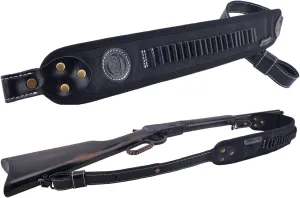 WAYNE'S DOG Leather Rifle Shell Holder Sling for 17HMR, .22LR, .22MAG., Padded Canvas Gun Shoulder Straps