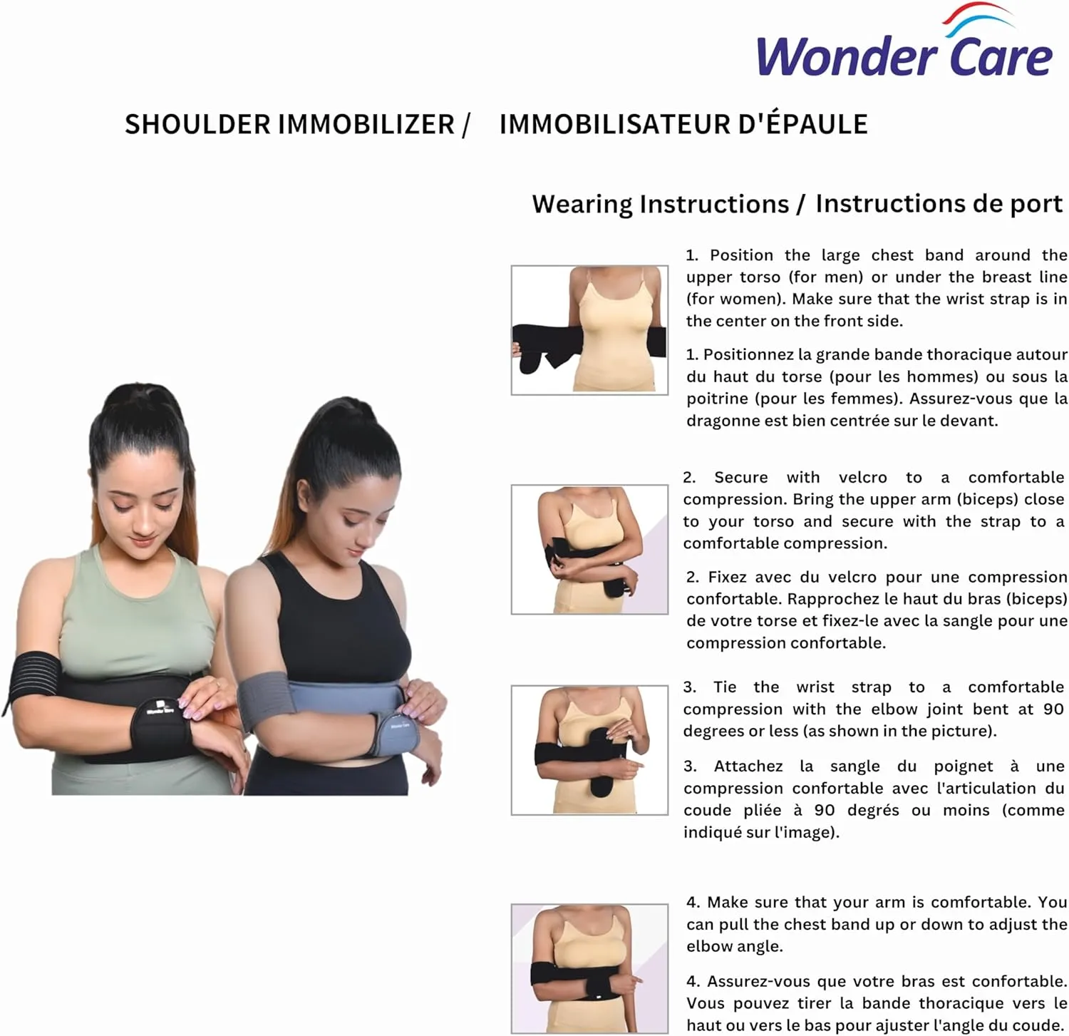 WC shoulder support brace arm slings shoulder immobilizer youth shoulder brace- Shoulder stabilizer Compression Brace rotator cuff surgery sling Left-Right arm sling-Size2 (31"-35")