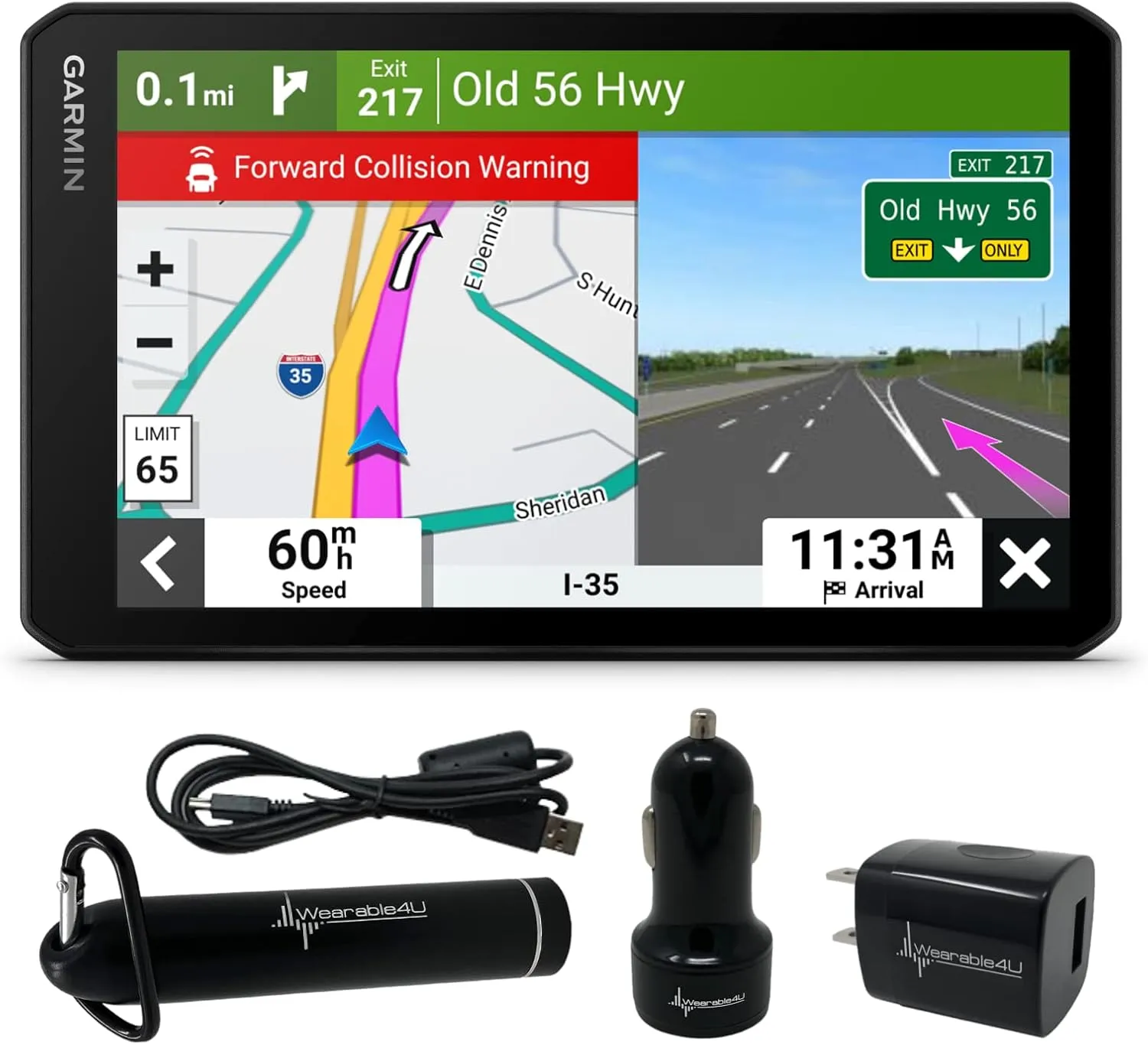 Wearable4U - Garmin RV Cam 795, Large, Easy-to-Read 7 GPS RV Navigator, Built-in Dash Cam, Automatic Incident Detection, Custom RV Routing with Power Pack Bundle