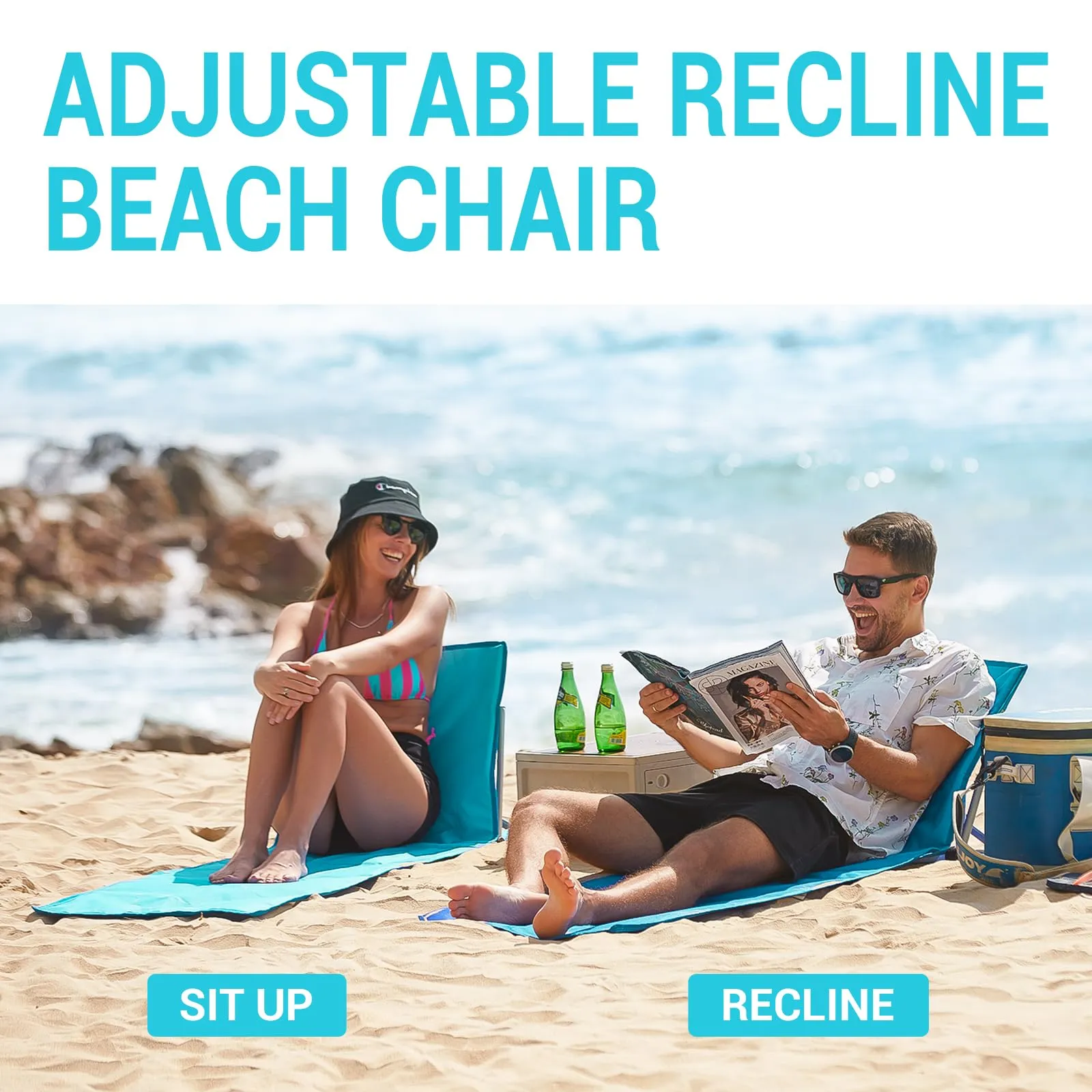 WEJOY Folding Adjustable Back Fabric Beach Lounger