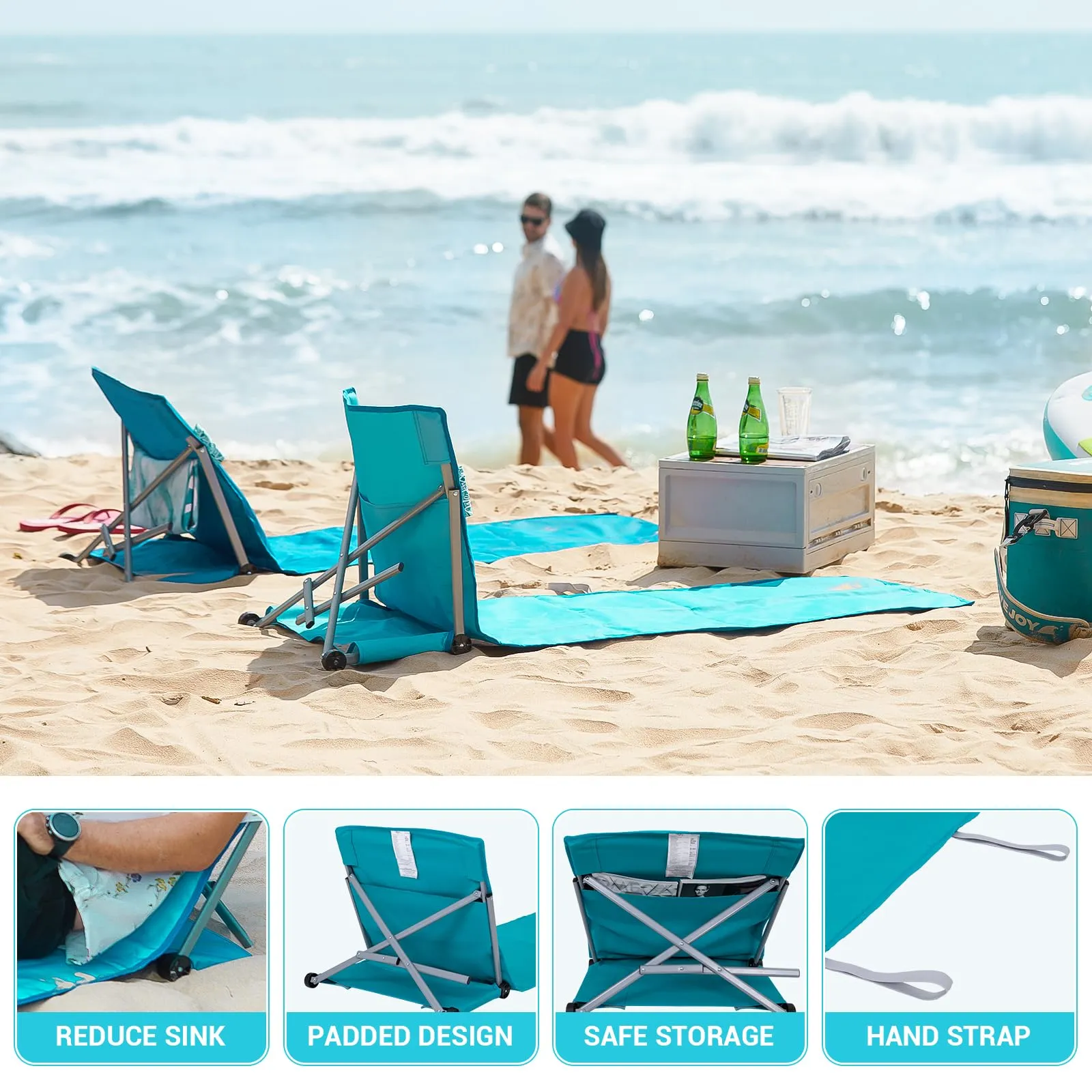 WEJOY Folding Adjustable Back Fabric Beach Lounger
