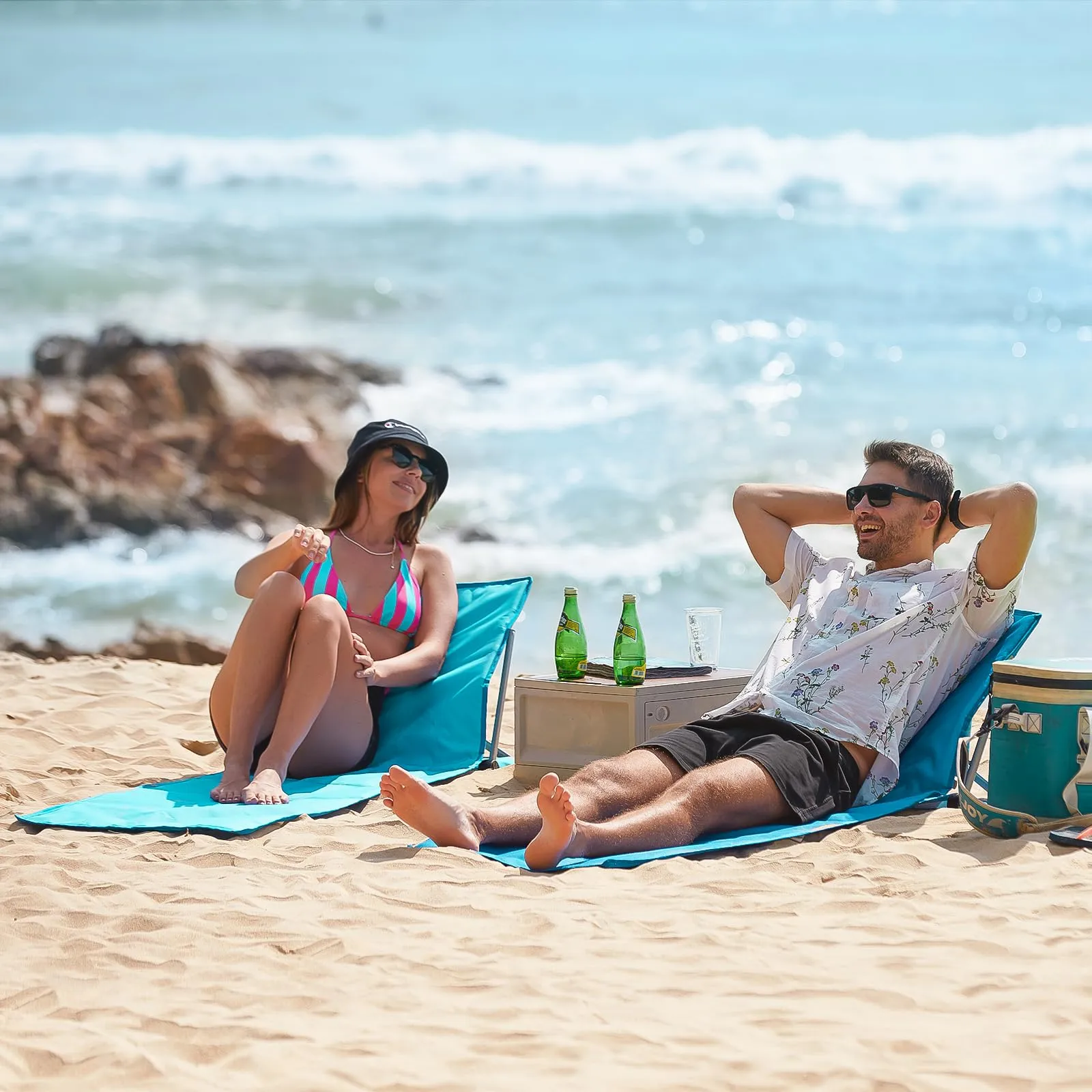 WEJOY Folding Adjustable Back Fabric Beach Lounger