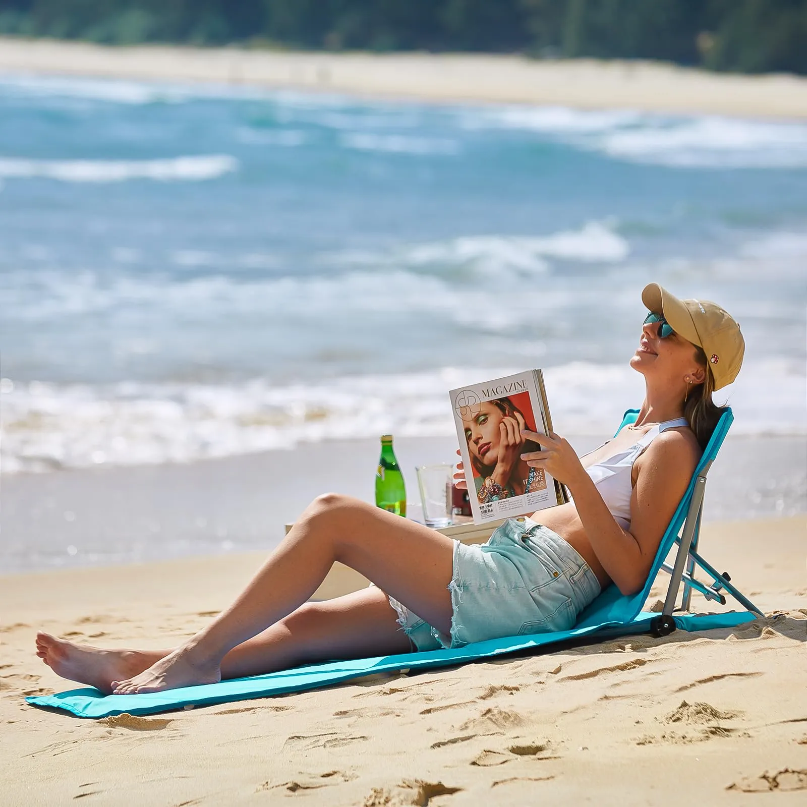WEJOY Folding Adjustable Back Fabric Beach Lounger