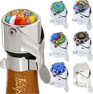 Wine Stopper & Champagne Stopper All In One - Patented Seal, Preserves Bubbles & Taste for Prosecco, Cava, and Wine – 1 Pro Grade Evan James Bottle Stopper With Hanging Gift Box
