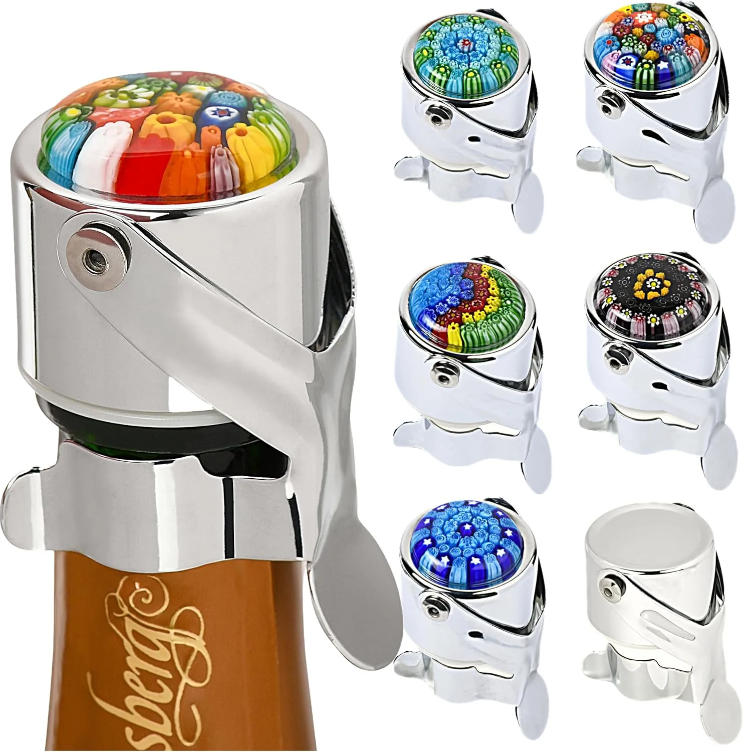 Wine Stopper & Champagne Stopper All In One - Patented Seal, Preserves Bubbles & Taste for Prosecco, Cava, and Wine – 1 Pro Grade Evan James Bottle Stopper With Hanging Gift Box