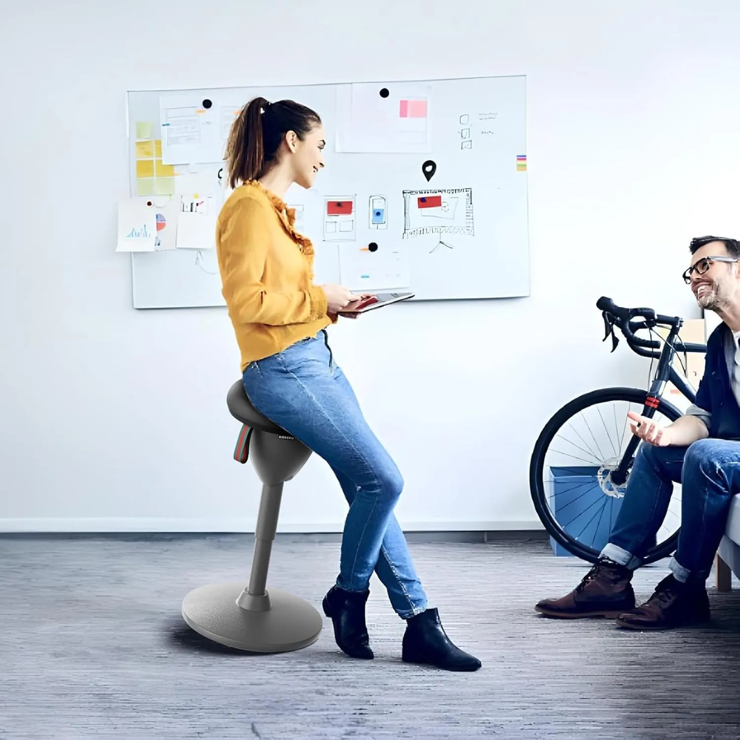 Wobble Stool Standing Desk Stool, Height Adjustable Stool 19-27 inch, Encourage Good Posture, Non-Slip Base, Ergonomic Standing Desk Chair for Office Desks and Classrooms