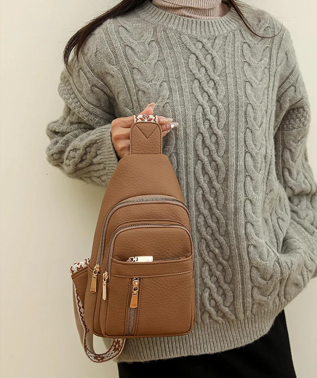 Women's Fashion Casual Solid Color Crossbody Bag, Cross Body Bags, Chest Bag with Adjustable Strap, Small Sling Bag