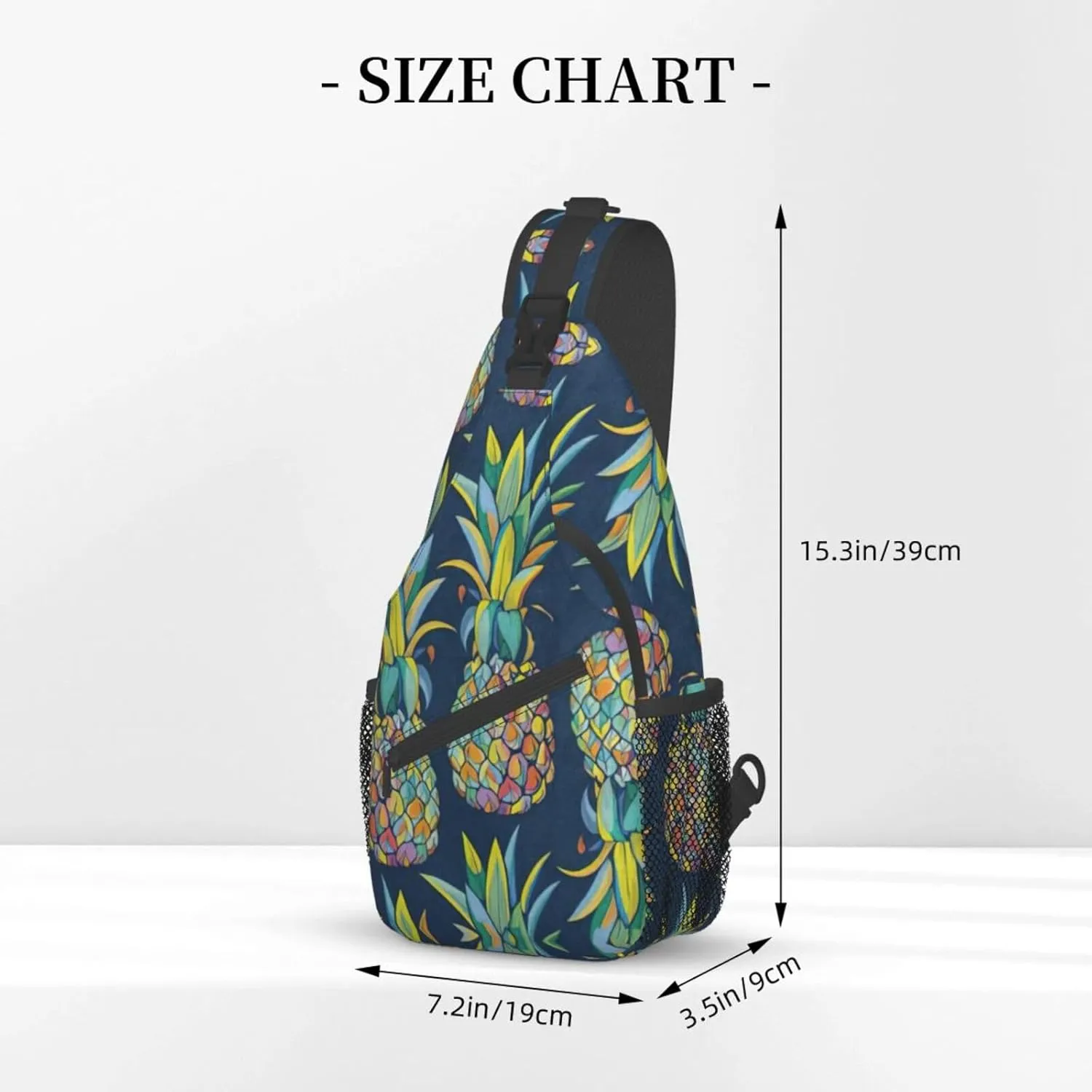 WURTON Tropical Fruit Pineapple Print Crossbody Sling Backpack Sling Bag Travel Hiking Chest Bag Daypack
