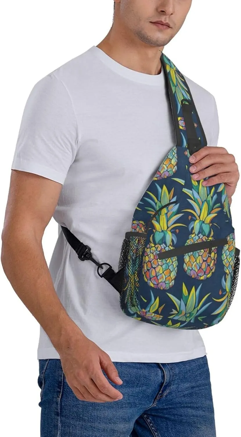 WURTON Tropical Fruit Pineapple Print Crossbody Sling Backpack Sling Bag Travel Hiking Chest Bag Daypack
