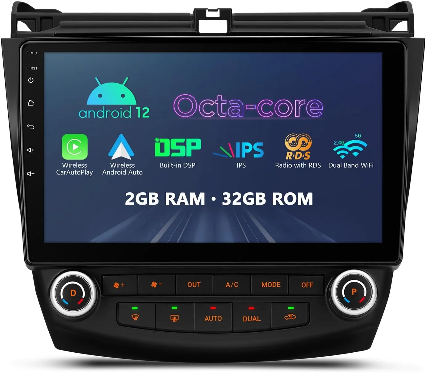 XTRONS Android 12 Car Radio for 2003-2007 Honda Accord, 10.1 Inch IPS Touch Screen Octa Core Car Stereo Head Unit Built-in DSP GPS Navigation Car Play Android Auto