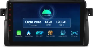 XTRONS Android Car Stereo for BMW E46 M3 Rover75 MG, Octa Core 6GB 128GB Car Radio, 9 Inch QLED IPS Touch Screen GPS Navigation for Car Bluetooth Built-in DSP Support 4G LTE DVR TPMS Backup Camera