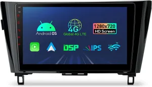 XTRONS Car Stereo for Nissan Rogue X-Trail Qashqai, Android 13 Octa Core Car Radio Player, 10.1 Inch IPS Touch Screen GPS Navigation for Car Bluetooth Head Unit, DSP Car Play Android Auto 4G LTE