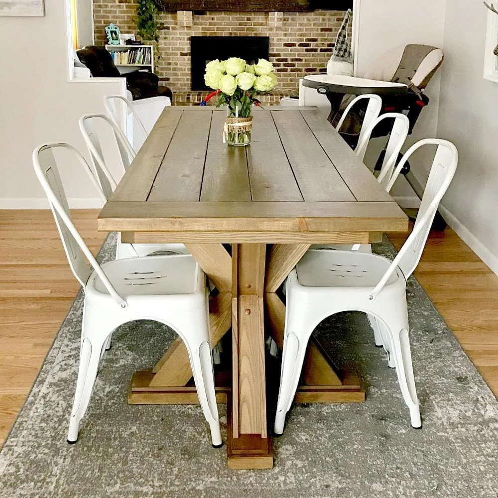 Yaheetech Metal Kitchen Dining Chairs Indoor-Outdoor Distressed Style Stackable Side Coffee Chairs in Distressed White, Set of 4