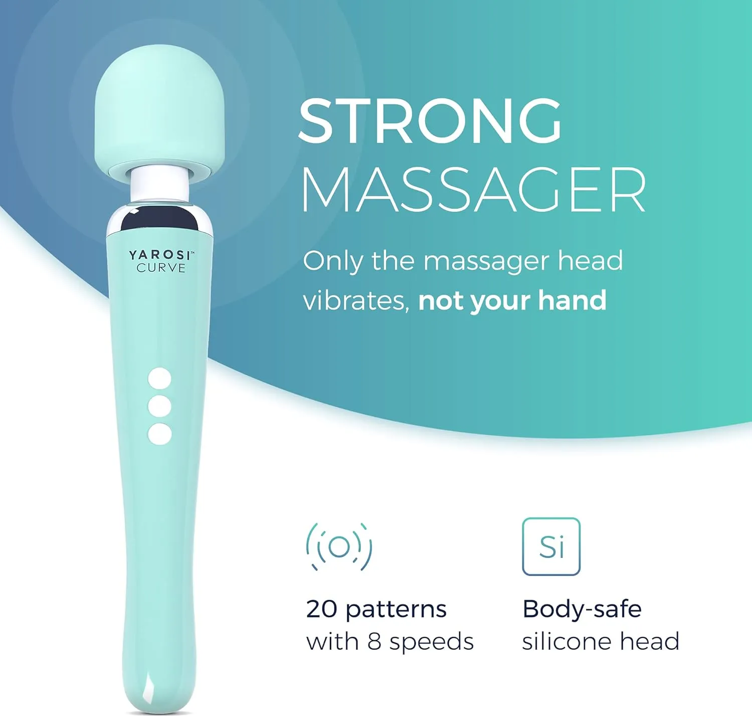 Yarosi Cordless Curve Therapeutic Device - 8 Powerful Speeds and 20 Patterns - for Muscle Aches and Sports Recovery - Rechargeable - Travel Friendly - Green