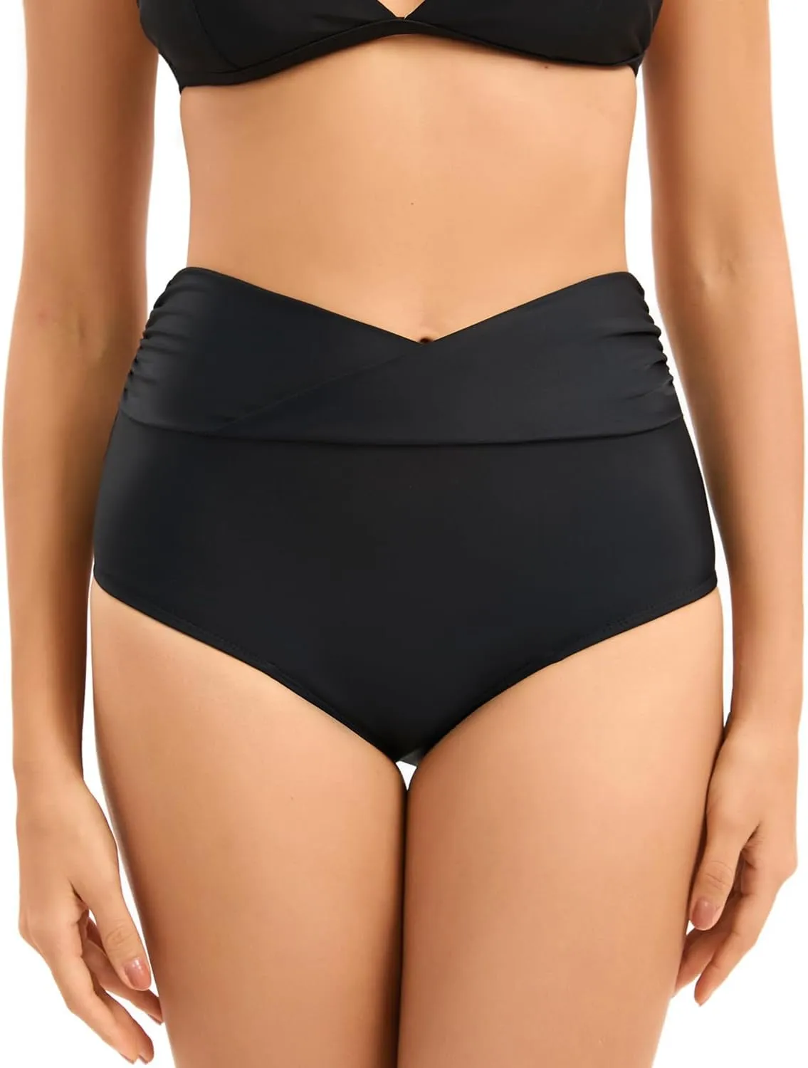 YELAIVP Period Swimwear Menstrual Leakproof Bikini Bottom V Cut High Waisted Swim Bottoms for Teens, Girls, Women
