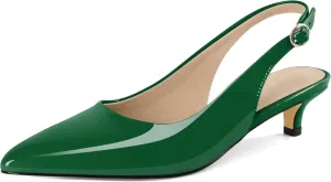 YODEKS Slingback Heels for Women Kitten Heels Pumps 1.5 Inch Pointed Toe Dress Shoes