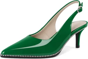 YODEKS Slingback Kitten Heels Women's Pointed Toe Low Heel Pumps 2.5 Inch Shoes Size 5-13