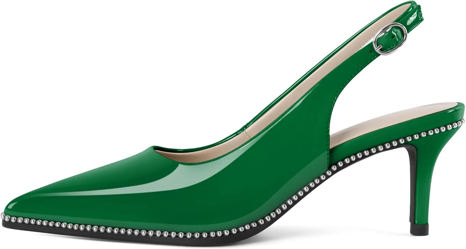 YODEKS Slingback Kitten Heels Women's Pointed Toe Low Heel Pumps 2.5 Inch Shoes Size 5-13